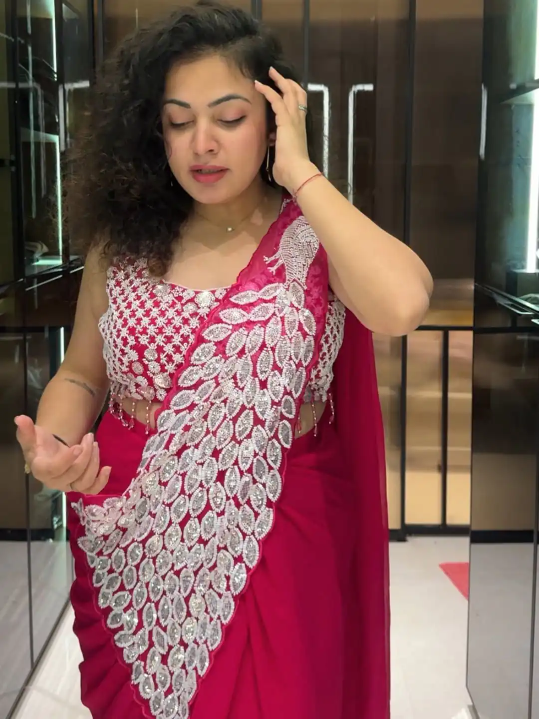 ST 1165 Pink Faux Georgette Saree with Embroidery Work & Sequins Work. Now at just ₹1799. Delivery 4-6 Working Days. Shop now. | Sarees, Bollywood Sarees, Creative Sarees, Designer Sarees, Embroidered Sarees, Ethnic Saree, Modern Digital sarees, Party Wear Sarees