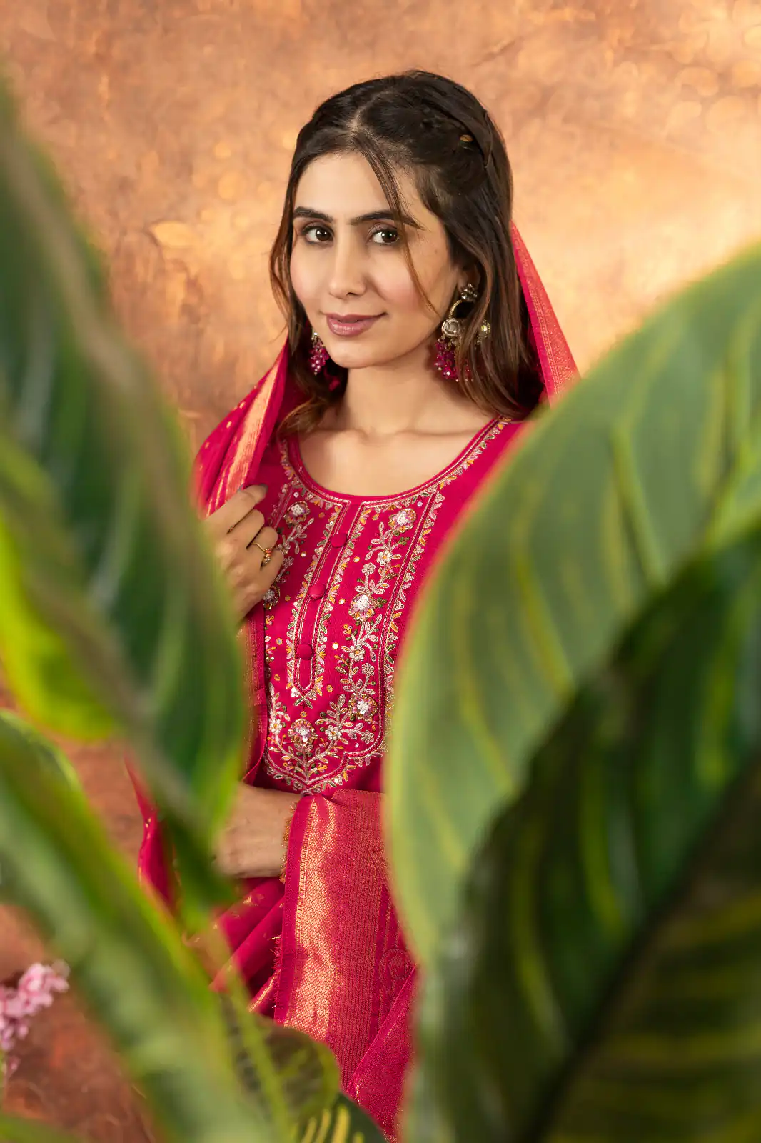 Pink Marina Silk Embroidery Work Salwar Suit - Image 2