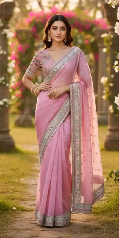 SC 1018 Pink Soft Organza Silk Saree with Lace Work & Embroidery Work. Festive Deal ₹2099. Delivery 4-6 Working Days. Shop now. | Sarees, Bollywood Sarees, Creative Sarees, Designer Sarees, Embroidered Sarees, Ethnic Saree, Modern Digital sarees, Party Wear Sarees