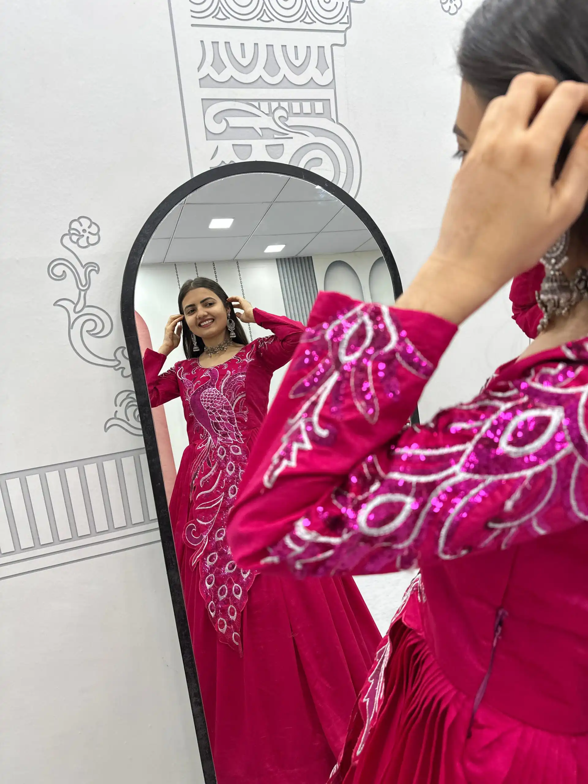 PC 564 Pink Vichitra Silk Gown Perfect for Wedding, Party, Holi, Anniversary, Mehendi –. Grab it for ₹2049. Delivery 4-6 Working Days. Shop now. | Gowns, Bollywood Gowns, Creative Gowns, Designer Gowns, Embroidered Gowns, Party Wear Gowns