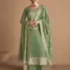 Pista Vichitra Embroidery Stone Work Salwar Suit