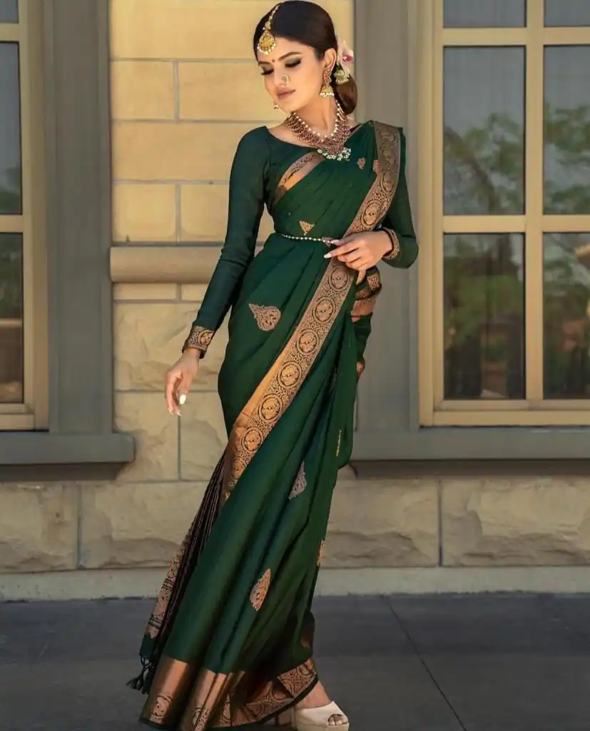 KPR 129 Green Soft Lichi Silk Saree Perfect for Wedding, Party, Reception, Diwali, Ethnic Day – . Affordable Price ₹1349. Delivery 4-6 Working Days. | Sarees, Bollywood Sarees, Creative Sarees, Designer Sarees, Embroidered Sarees, Ethnic Saree, Modern Digital sarees, Party Wear Sarees