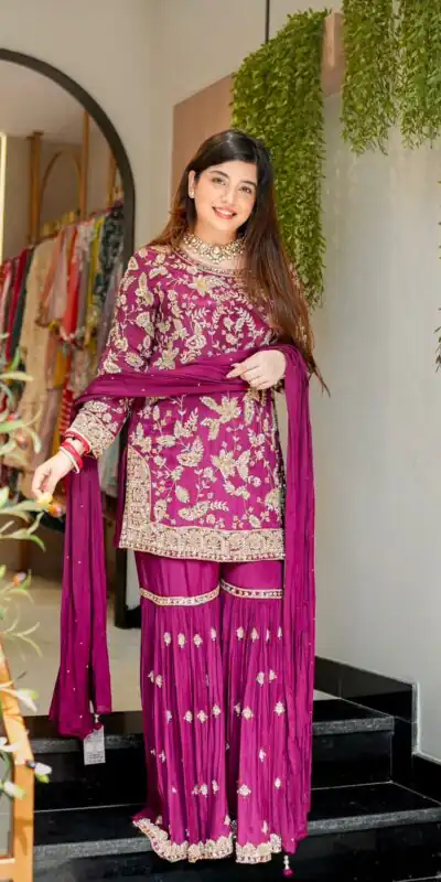 SRK 5302 Wine Color Georgette Salwar Suit with Embroidery Work. online Get it for ₹1899. Delivery 4-6 Working Days. Shop now. | Jump Suits, Salwar suit, Designer Suits, Casual Suits, Creative suits, Palazzo Suits, Party Wear Suits, Patiala Suits, Straight Suits