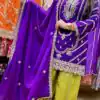 Purple Chinon Silk Embroider Lace Work Salwar Suit