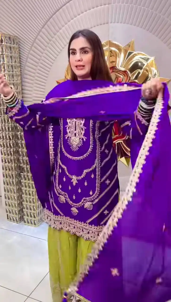 ND 5033 Purple Chinon Silk Salwar Suit with Embroidery Work & Lace Work. Affordable Price ₹2149. Delivery 4-6 Working Days. Shop now. | Jump Suits, Straight Suits, Salwar suit, Designer Suits, Casual Suits, Creative suits, Palazzo Suits, Party Wear Suits, Patiala Suits