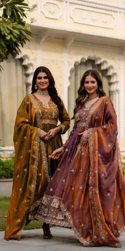 RR 38 Purple Fendy Satin Gown Perfect for Wedding, Party, Pongal, Makar Sankranti, Ganesh Chaturthi – . Available at ₹2649 only. Delivery 4-6 Wor | Gowns, Bollywood Gowns, Creative Gowns, Designer Gowns, Embroidered Gowns, Party Wear Gowns