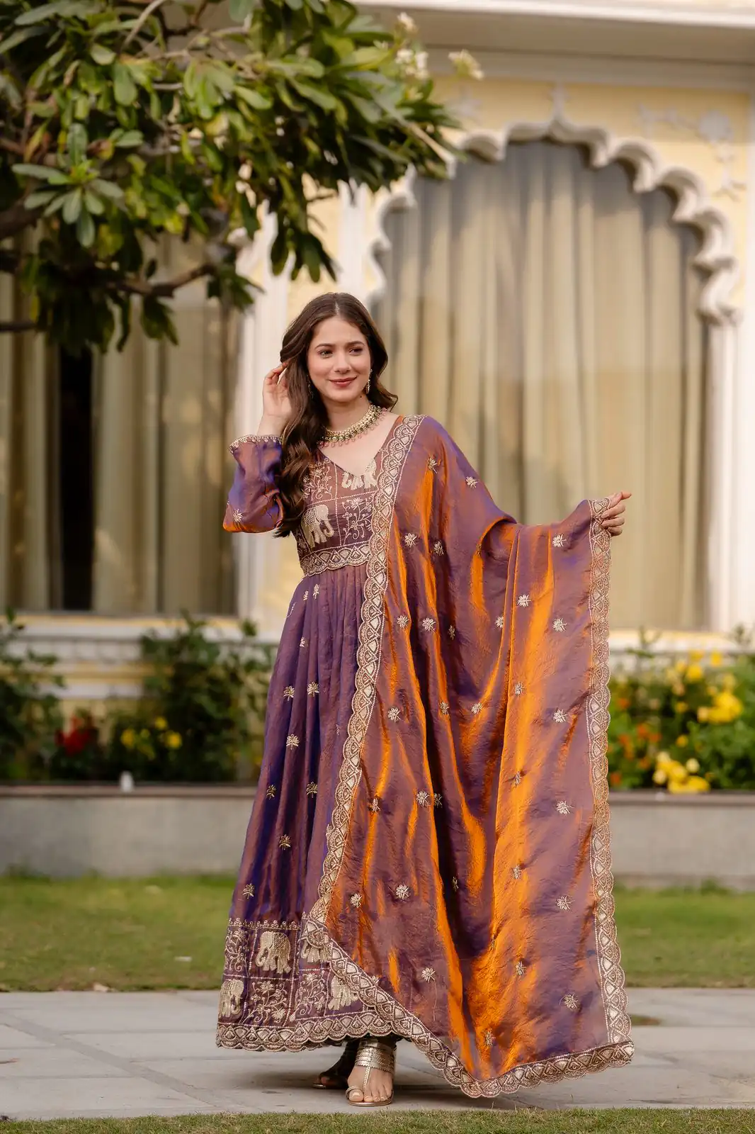 RR 38 Purple Fendy Satin Gown Perfect for Wedding, Party, Pongal, Makar Sankranti, Ganesh Chaturthi – . Available at ₹2649 only. Delivery 4-6 Wor | Gowns, Bollywood Gowns, Creative Gowns, Designer Gowns, Embroidered Gowns, Party Wear Gowns