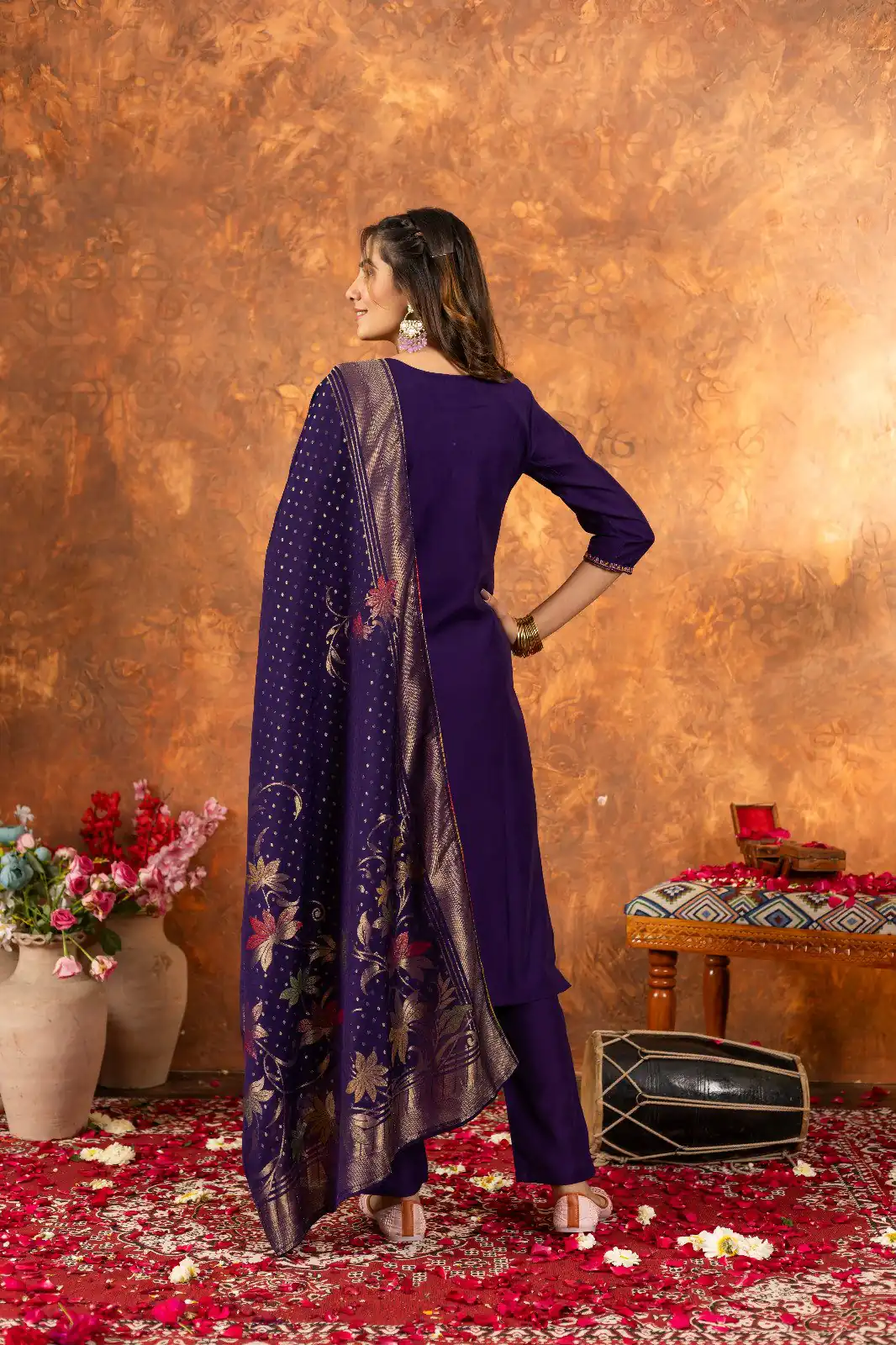 DIVA 103 Purple Marina Silk Salwar Suit with Embroidery Work. Introductory Price ₹2049. Delivery 4-6 Working Days. Shop now. | Jump Suits, Salwar suit, Designer Suits, Casual Suits, Creative suits, Palazzo Suits, Party Wear Suits, Patiala Suits, Straight Suits