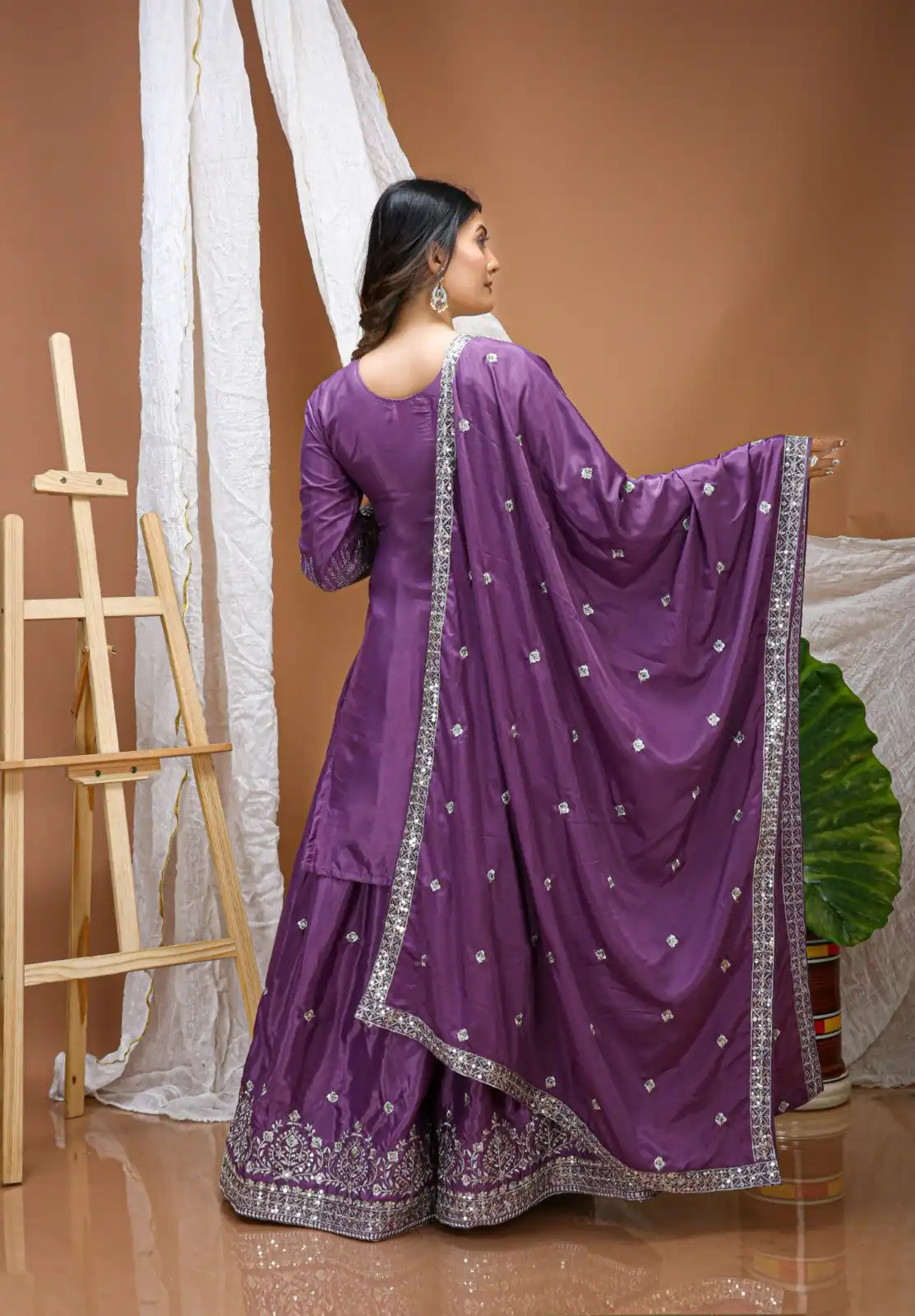 FE 127 Purple Natural Crep Salwar Suit Brown with Embroidery Work. Exclusive Offer ₹2449. Delivery 4-6 Working Days. Shop now. | Jump Suits, Salwar suit, Designer Suits, Casual Suits, Creative suits, Palazzo Suits, Party Wear Suits, Patiala Suits, Straight Suits