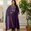 DIVA 126 Purple Viscose Roman Silk Anarkali Suit with Mirror Work & Embroidery Work. Affordable Price ₹2049. Delivery 4-6 Working Days. Shop now. | Anarkali Suits, Bollywood Anarkali, Creative-Anarkali, Designer Anarkali, Embroidered Anarkali, Party Wear Anarkali
