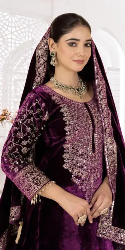 NF 1231 Purple Viscose Velvet Salwar Suit. Perfect for Wedding, Party, Traditional Day, Baisakhi, Eid – Available at ₹2399 only. Delivery 4-6 Workin | Jump Suits, Salwar suit, Designer Suits, Casual Suits, Creative suits, Palazzo Suits, Party Wear Suits, Patiala Suits, Straight Suits