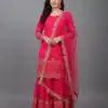 ZF 250 Rani Pink Color Faux Georgette Embroidery Sequence Work Sharara Suit Wedding, Party, Festive, Events Etc. Expected Delivery 4-6 Working Days @2099/- | Jump Suits, Straight Suits, Salwar suit, Designer Suits, Casual Suits, Creative suits, Palazzo Suits, Party Wear Suits, Patiala Suits