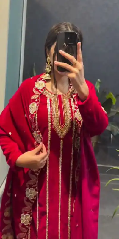 ST 1134 Red 9000 Velvet Salwar Suit with Lace Work & Embroidery Work. Available at ₹2099 only. Delivery 4-6 Working Days. Shop now. | Jump Suits, Salwar suit, Designer Suits, Casual Suits, Creative suits, Palazzo Suits, Party Wear Suits, Patiala Suits, Straight Suits