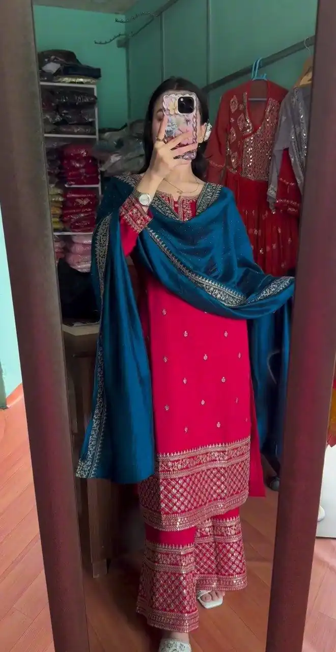 DC G76 Red Color Chinon Salwar Suit with Lace Work & Embroidery Work. Get it for ₹1949. Delivery 4-6 Working Days. Shop now. | Jump Suits, Straight Suits, Tops & Bottoms, Track Suits, Trendy Wear, Salwar suit, Designer Suits, Casual Suits, Creative suits, Palazzo Suits, Party Wear Suits, Patiala Suits