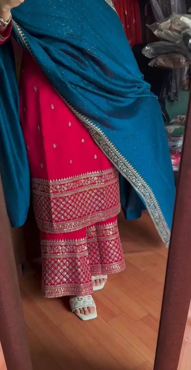 DC G76 Red Color Chinon Salwar Suit with Lace Work & Embroidery Work. Get it for ₹1949. Delivery 4-6 Working Days. Shop now. | Jump Suits, Straight Suits, Tops & Bottoms, Track Suits, Trendy Wear, Salwar suit, Designer Suits, Casual Suits, Creative suits, Palazzo Suits, Party Wear Suits, Patiala Suits