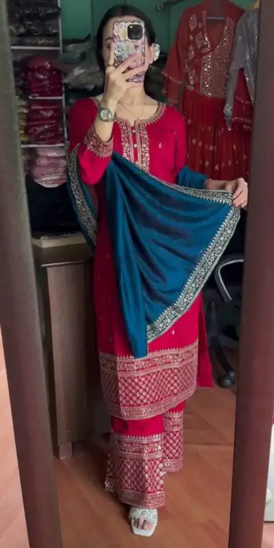 DC G76 Red Color Chinon Salwar Suit with Lace Work & Embroidery Work. Get it for ₹1949. Delivery 4-6 Working Days. Shop now. | Jump Suits, Straight Suits, Tops & Bottoms, Track Suits, Trendy Wear, Salwar suit, Designer Suits, Casual Suits, Creative suits, Palazzo Suits, Party Wear Suits, Patiala Suits