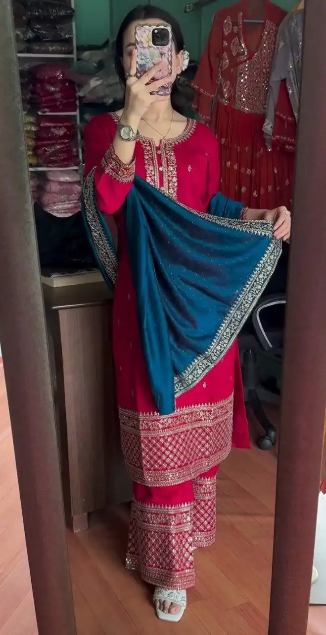 DC G76 Red Color Chinon Salwar Suit with Lace Work & Embroidery Work. Get it for ₹1949. Delivery 4-6 Working Days. Shop now. | Jump Suits, Straight Suits, Tops & Bottoms, Track Suits, Trendy Wear, Salwar suit, Designer Suits, Casual Suits, Creative suits, Palazzo Suits, Party Wear Suits, Patiala Suits