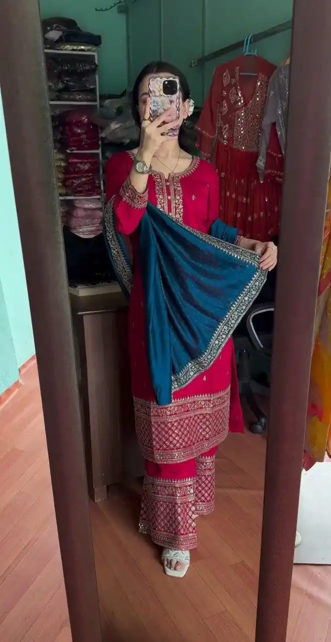 DC G76 Red Color Chinon Salwar Suit with Lace Work & Embroidery Work. Get it for ₹1949. Delivery 4-6 Working Days. Shop now. | Jump Suits, Straight Suits, Tops & Bottoms, Track Suits, Trendy Wear, Salwar suit, Designer Suits, Casual Suits, Creative suits, Palazzo Suits, Party Wear Suits, Patiala Suits