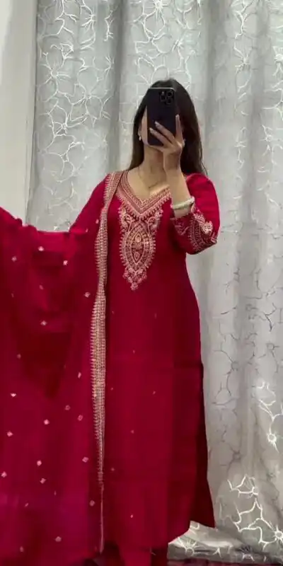 DC G85 Red Printed Chinon Salwar Suit with Lace Work & Mirror Work. Affordable Price ₹1799. Delivery 4-6 Working Days. Shop now. | Jump Suits, Salwar suit, Designer Suits, Casual Suits, Creative suits, Palazzo Suits, Party Wear Suits, Patiala Suits, Straight Suits