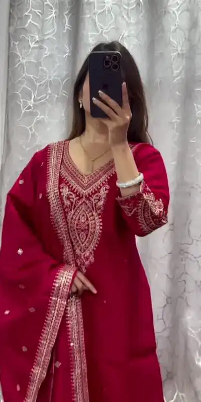 DC G85 Red Printed Chinon Salwar Suit with Lace Work & Mirror Work. Affordable Price ₹1799. Delivery 4-6 Working Days. Shop now. | Jump Suits, Salwar suit, Designer Suits, Casual Suits, Creative suits, Palazzo Suits, Party Wear Suits, Patiala Suits, Straight Suits