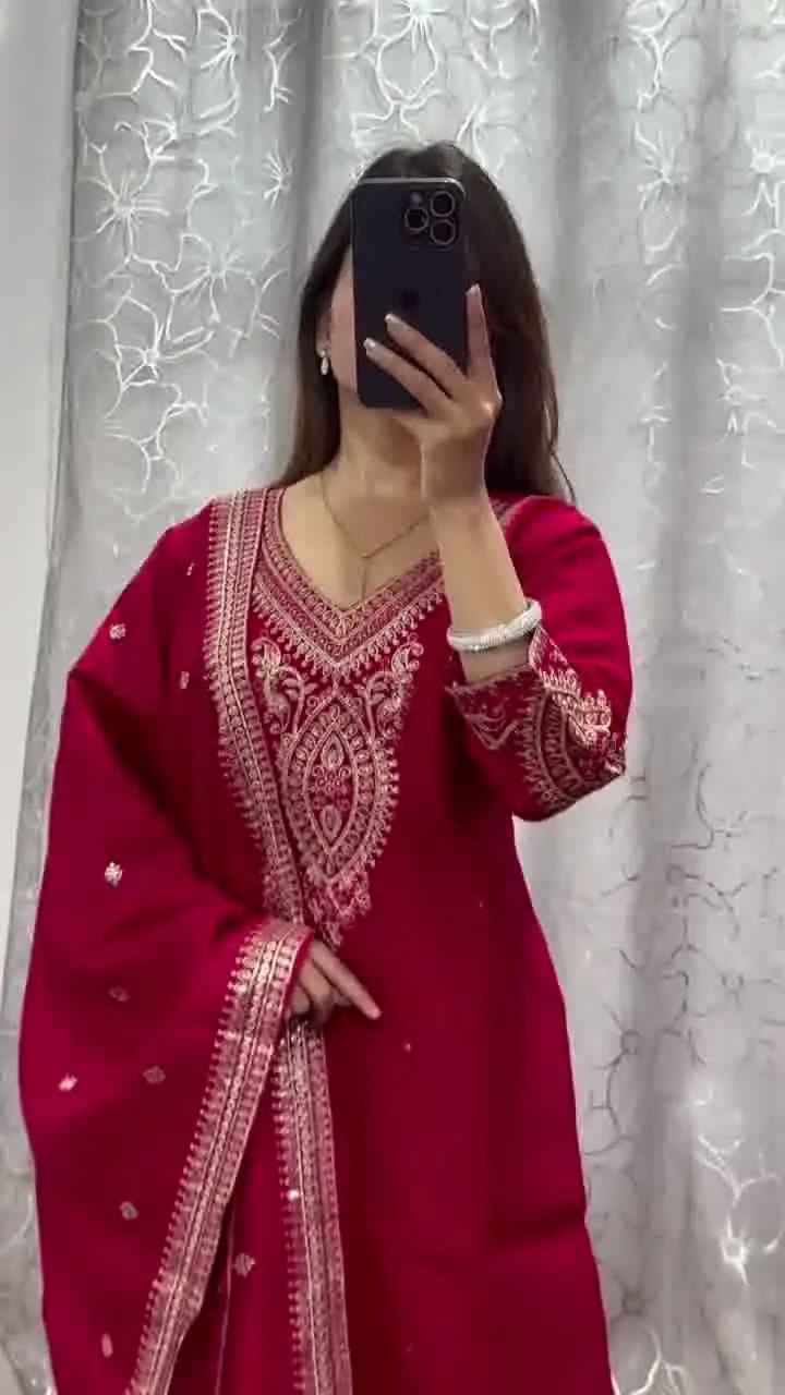 DC G85 Red Printed Chinon Salwar Suit with Lace Work & Mirror Work. Affordable Price ₹1799. Delivery 4-6 Working Days. Shop now. | Jump Suits, Salwar suit, Designer Suits, Casual Suits, Creative suits, Palazzo Suits, Party Wear Suits, Patiala Suits, Straight Suits