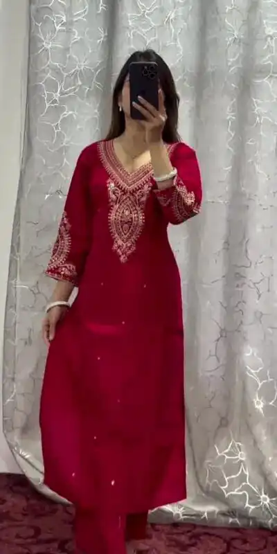 DC G85 Red Printed Chinon Salwar Suit with Lace Work & Mirror Work. Affordable Price ₹1799. Delivery 4-6 Working Days. Shop now. | Jump Suits, Salwar suit, Designer Suits, Casual Suits, Creative suits, Palazzo Suits, Party Wear Suits, Patiala Suits, Straight Suits