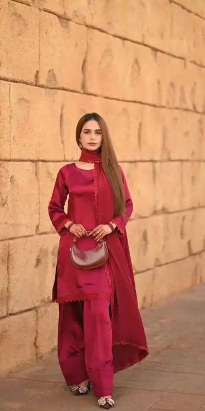 LG 1947 Red in French Crape. Lace Work & Embroidery Work Salwar Suit Grab it for âš1699. Delivery 4-6 Working Days. Shop now. | Jump Suits, Salwar suit, Designer Suits, Casual Suits, Creative suits, Palazzo Suits, Party Wear Suits, Patiala Suits, Straight Suits