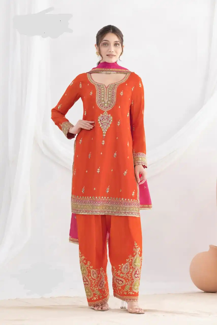DS GULZAR 2641 Rust in Chinon Embroidery Work & Mirror Work Salwar Suit. Now at just ₹3049. Delivery 4-6 Working Days. Shop now. | Jump Suits, Tops & Bottoms, Track Suits, Trendy Wear, Salwar suit, Designer Suits, Casual Suits, Creative suits, Palazzo Suits, Party Wear Suits, Patiala Suits, Straight Suits