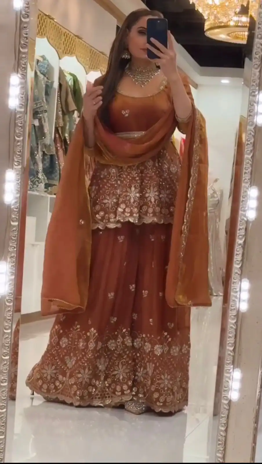 ZSR 3162 Rust Fendy Silk Salwar Suit with Mirror Work & Embroidery Work. Best Price ₹2149. Delivery 4-6 Working Days. Shop now. | Jump Suits, Salwar suit, Designer Suits, Casual Suits, Creative suits, Palazzo Suits, Party Wear Suits, Patiala Suits, Straight Suits