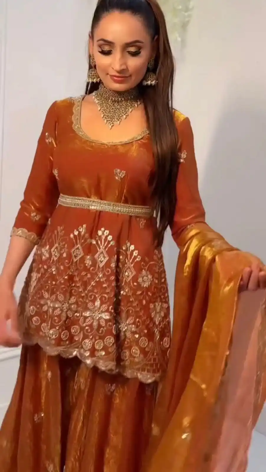 Rust Fendy Silk Sequence Work Salwar Suit - Image 5