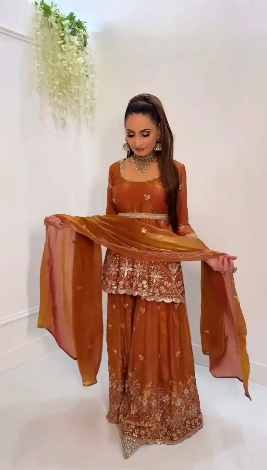 Rust Fendy Silk Sequence Work Salwar Suit - Image 6