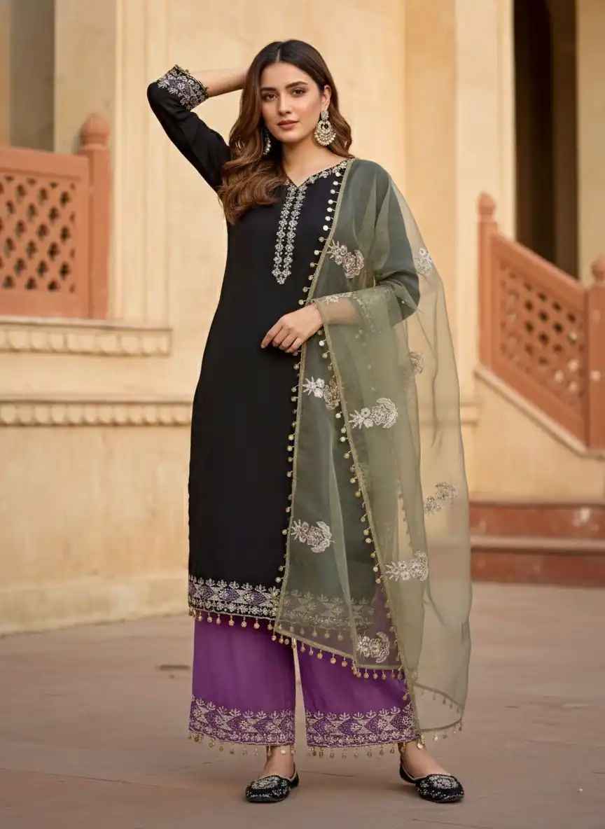 DB 35 Black Color Roman Silk Salwar Suit with Embroidery Work. Available at ₹2049 only. Delivery 4-6 Working Days. Shop now. | Jump Suits, Salwar suit, Designer Suits, Casual Suits, Creative suits, Palazzo Suits, Party Wear Suits, Patiala Suits, Straight Suits