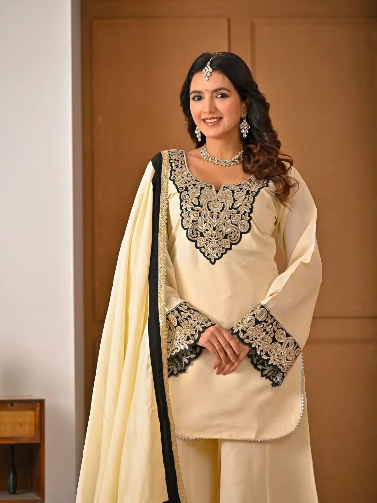 MD 3079 Cream Color Roman Silk Salwar Suit with Embroidery Work. Available at ₹2499 only. Delivery 4-6 Working Days. Shop now. | Jump Suits, Salwar suit, Designer Suits, Casual Suits, Creative suits, Palazzo Suits, Party Wear Suits, Patiala Suits, Straight Suits
