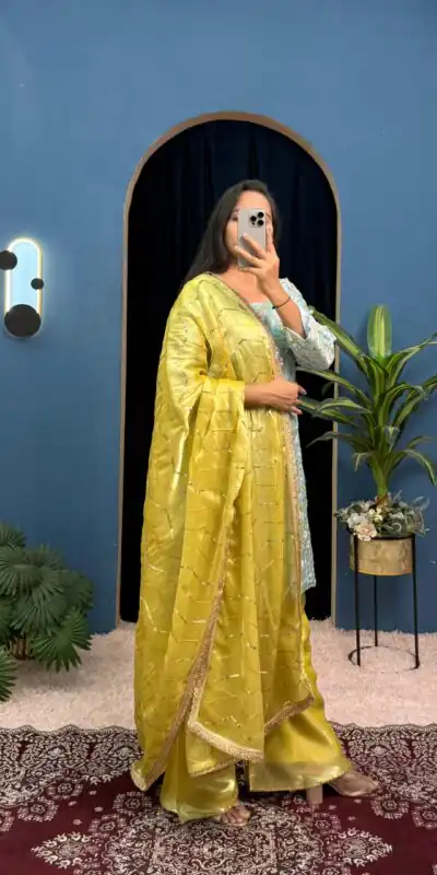 ST 1099 Sky Blue Zimmy Silk Salwar Suit Perfect for Wedding, Party, Karwa Chauth, Haldi, Eid – . Special Price ₹2449. Delivery 4-6 Working Days. Shop no | Jump Suits, Salwar suit, Designer Suits, Casual Suits, Creative suits, Palazzo Suits, Party Wear Suits, Patiala Suits, Straight Suits