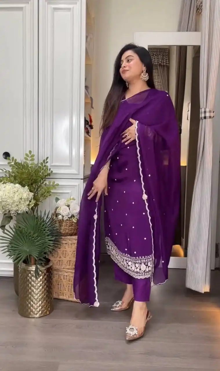 DC 98 Purple Color Chinon Silk Sawlar Suit with Embroidery Work. Exclusive Offer ₹1799. Delivery 4-6 Working Days. Shop now. | Jump Suits, Salwar suit, Designer Suits, Casual Suits, Creative suits, Palazzo Suits, Party Wear Suits, Patiala Suits, Straight Suits