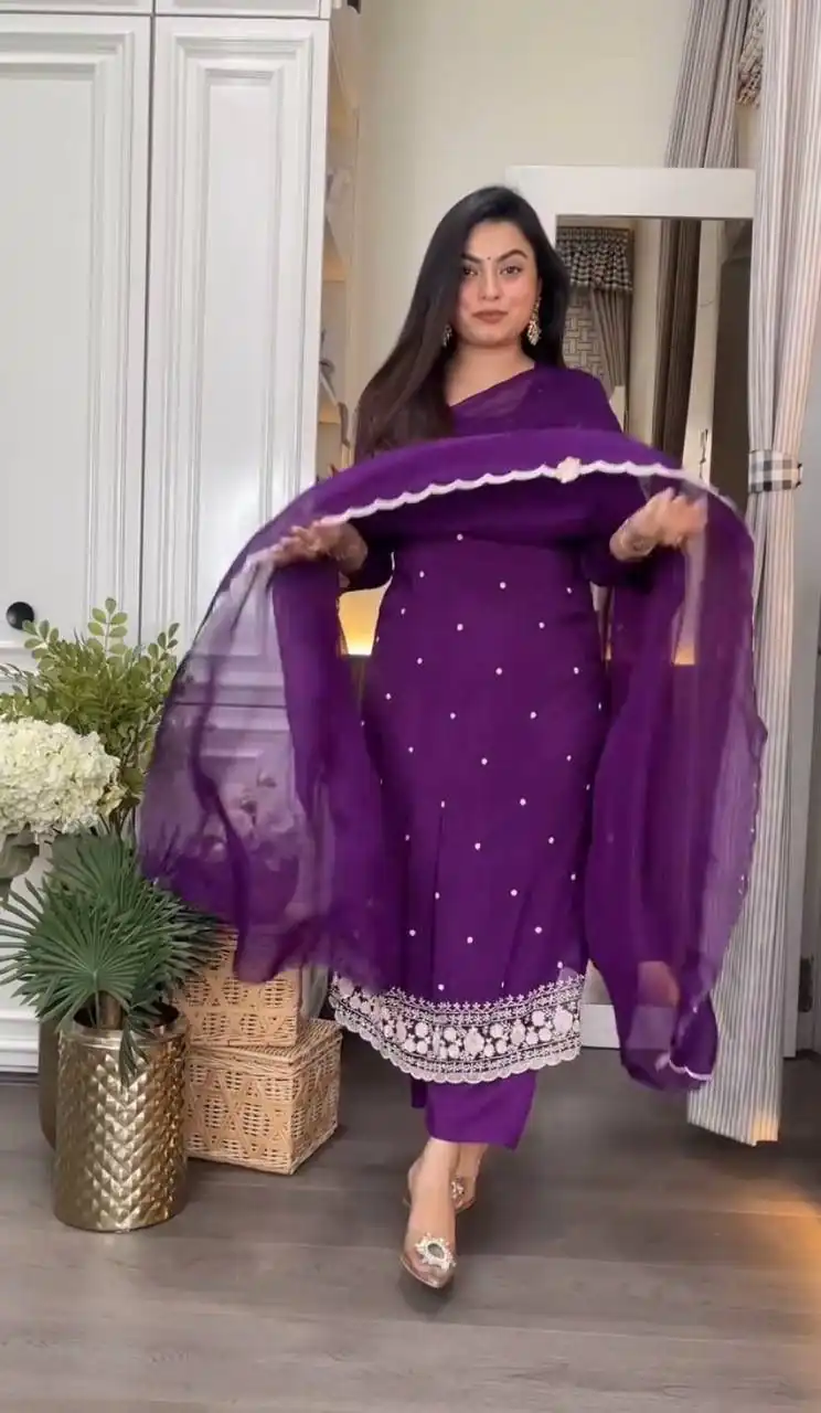 DC 98 Purple Color Chinon Silk Sawlar Suit with Embroidery Work. Exclusive Offer ₹1799. Delivery 4-6 Working Days. Shop now. | Jump Suits, Salwar suit, Designer Suits, Casual Suits, Creative suits, Palazzo Suits, Party Wear Suits, Patiala Suits, Straight Suits