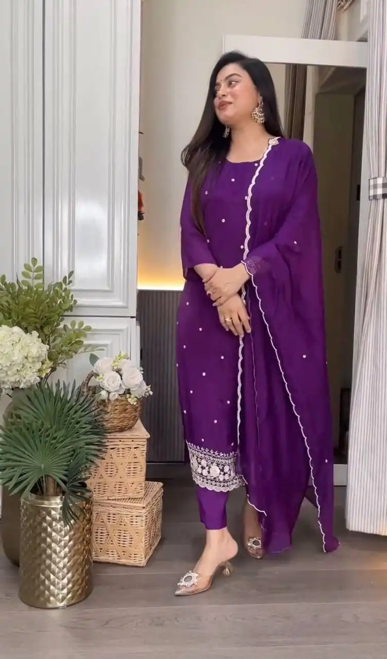 DC 98 Purple Color Chinon Silk Sawlar Suit with Embroidery Work. Exclusive Offer ₹1799. Delivery 4-6 Working Days. Shop now. | Jump Suits, Salwar suit, Designer Suits, Casual Suits, Creative suits, Palazzo Suits, Party Wear Suits, Patiala Suits, Straight Suits
