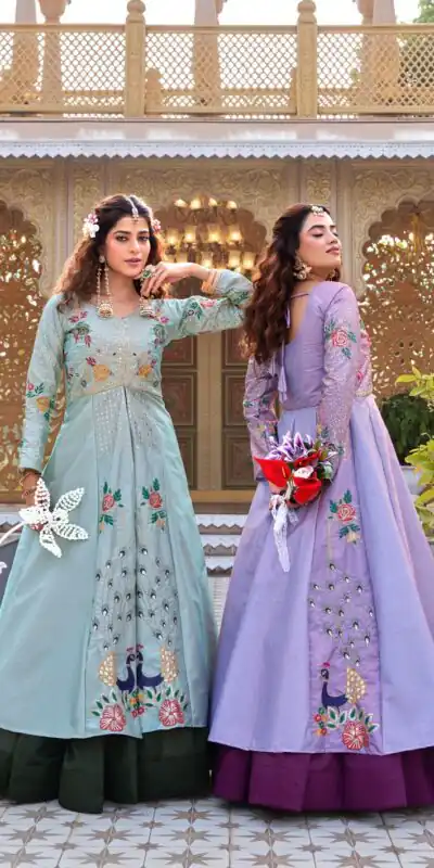 Ram 164 Lavender Color Satin Silk Lehenga Choli with Embroidery Work. Best Price ₹2649. Delivery 4-6 Working Days. Shop now. | Lehenga, Bollywood Lehenga, Creative Lehenga, Designer Lehenga, Embroidered Lehenga, Party Wear Lehenga
