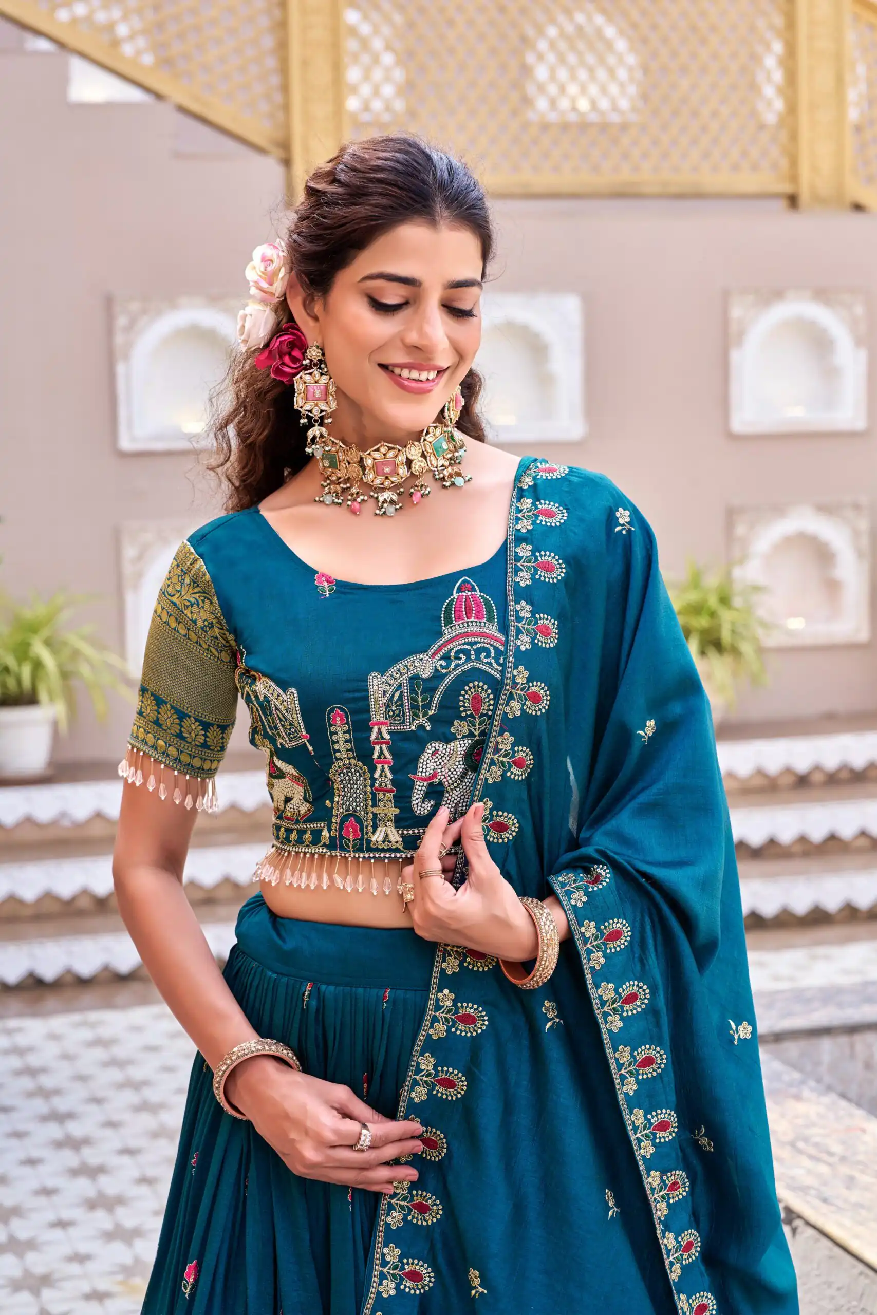 Ram 163 Teal in Color Vichitra Silk Embroidery Work Lehenga Choli . Now at just ₹3049. Delivery 4-6 Working Days. Shop now. | Lehenga, Bollywood Lehenga, Creative Lehenga, Designer Lehenga, Embroidered Lehenga, Party Wear Lehenga