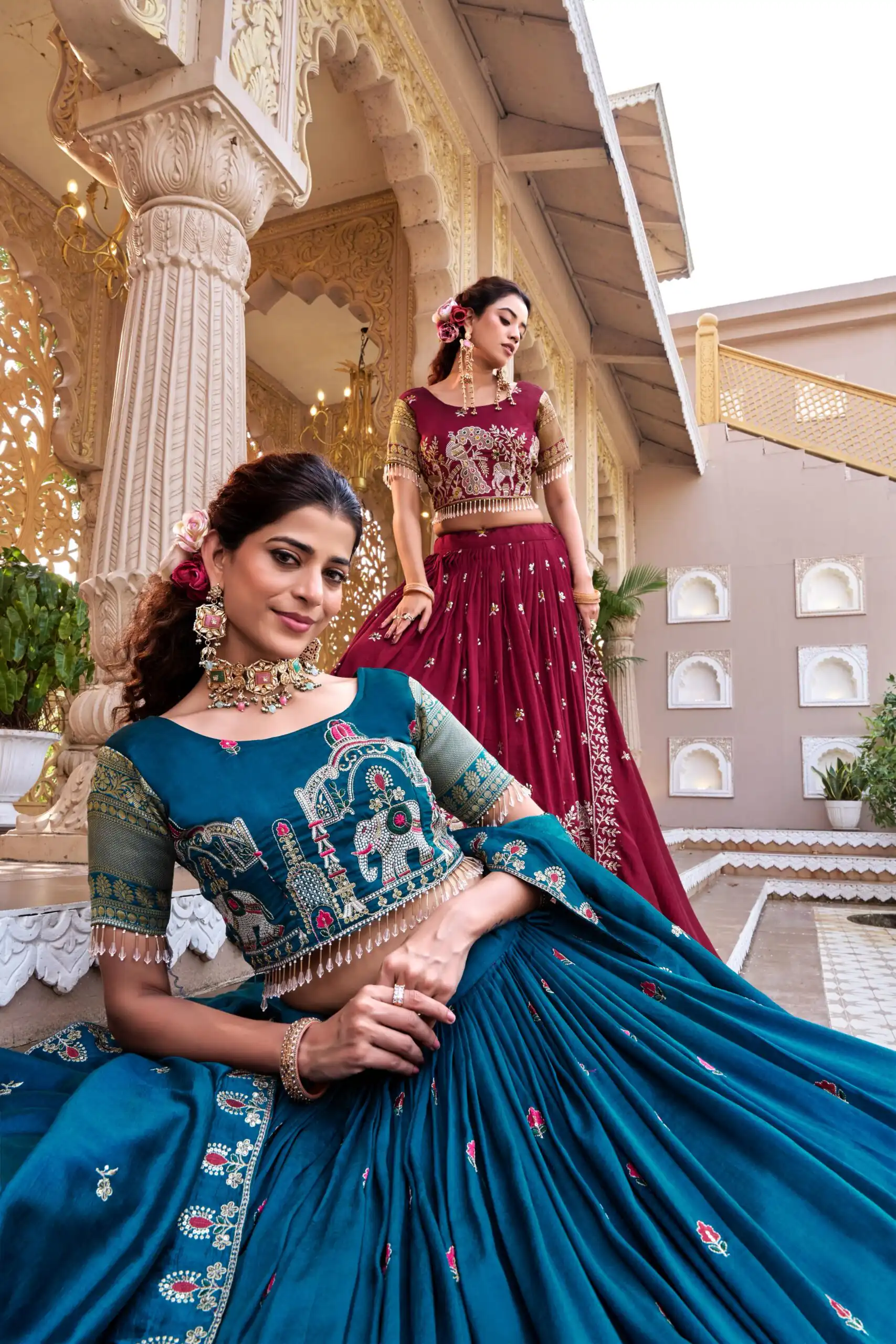 Ram 163 Teal in Color Vichitra Silk Embroidery Work Lehenga Choli . Now at just ₹3049. Delivery 4-6 Working Days. Shop now. | Lehenga, Bollywood Lehenga, Creative Lehenga, Designer Lehenga, Embroidered Lehenga, Party Wear Lehenga