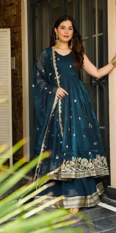ZB 5055 Teal Embroidery Work Salwar Suit in Teal Gold Crazy. Available at ₹2449 only. Delivery 4-6 Working Days. Shop now. | Jump Suits, Salwar suit, Designer Suits, Casual Suits, Creative suits, Palazzo Suits, Party Wear Suits, Patiala Suits, Straight Suits