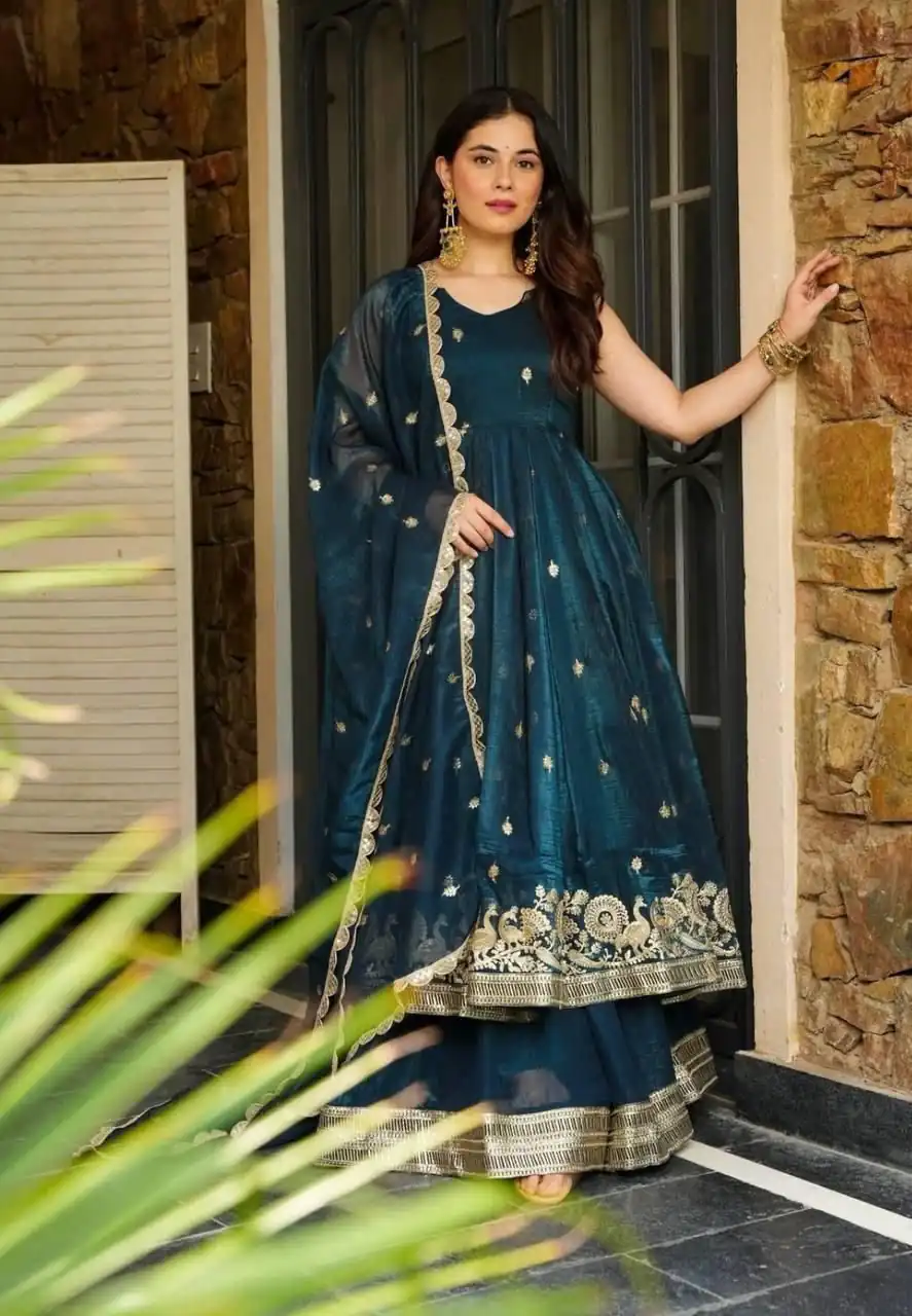 ZB 5055 Teal Embroidery Work Salwar Suit in Teal Gold Crazy. Available at ₹2449 only. Delivery 4-6 Working Days. Shop now. | Jump Suits, Salwar suit, Designer Suits, Casual Suits, Creative suits, Palazzo Suits, Party Wear Suits, Patiala Suits, Straight Suits