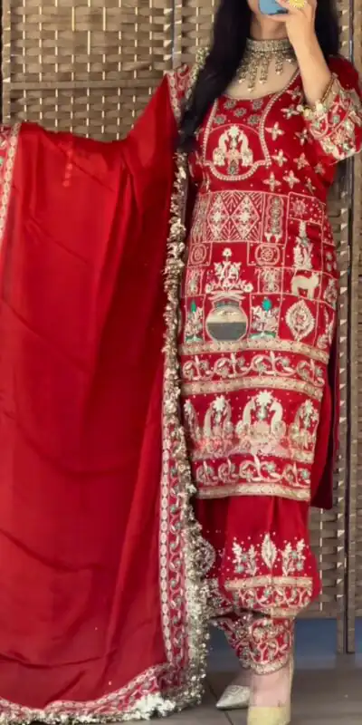 NF 1247 Red in Color Natural Crepe Embroidery Work Salwar Suit . Affordable Price ₹2599. Delivery 4-6 Working Days. Shop now. | Jump Suits, Salwar suit, Designer Suits, Casual Suits, Creative suits, Palazzo Suits, Party Wear Suits, Patiala Suits, Straight Suits