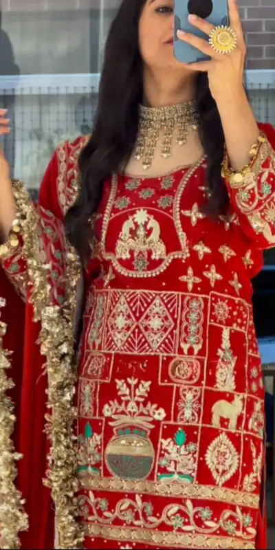 NF 1247 Red in Color Natural Crepe Embroidery Work Salwar Suit . Affordable Price ₹2599. Delivery 4-6 Working Days. Shop now. | Jump Suits, Salwar suit, Designer Suits, Casual Suits, Creative suits, Palazzo Suits, Party Wear Suits, Patiala Suits, Straight Suits