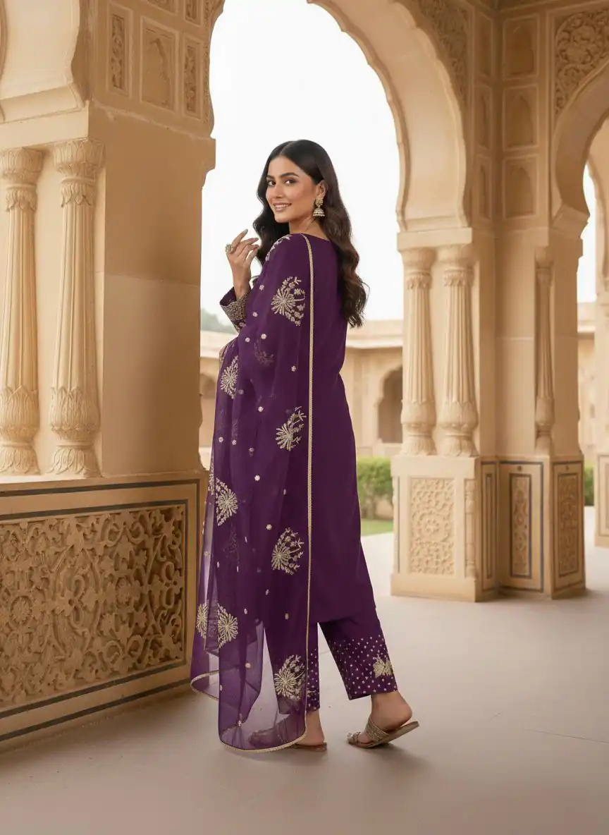 AD 202 Wine in Color Natural Crepe Embroidery Work Salwar Suit . Affordable Price ₹1849. Delivery 4-6 Working Days. Shop now. | Jump Suits, Salwar suit, Designer Suits, Casual Suits, Creative suits, Palazzo Suits, Party Wear Suits, Patiala Suits, Straight Suits