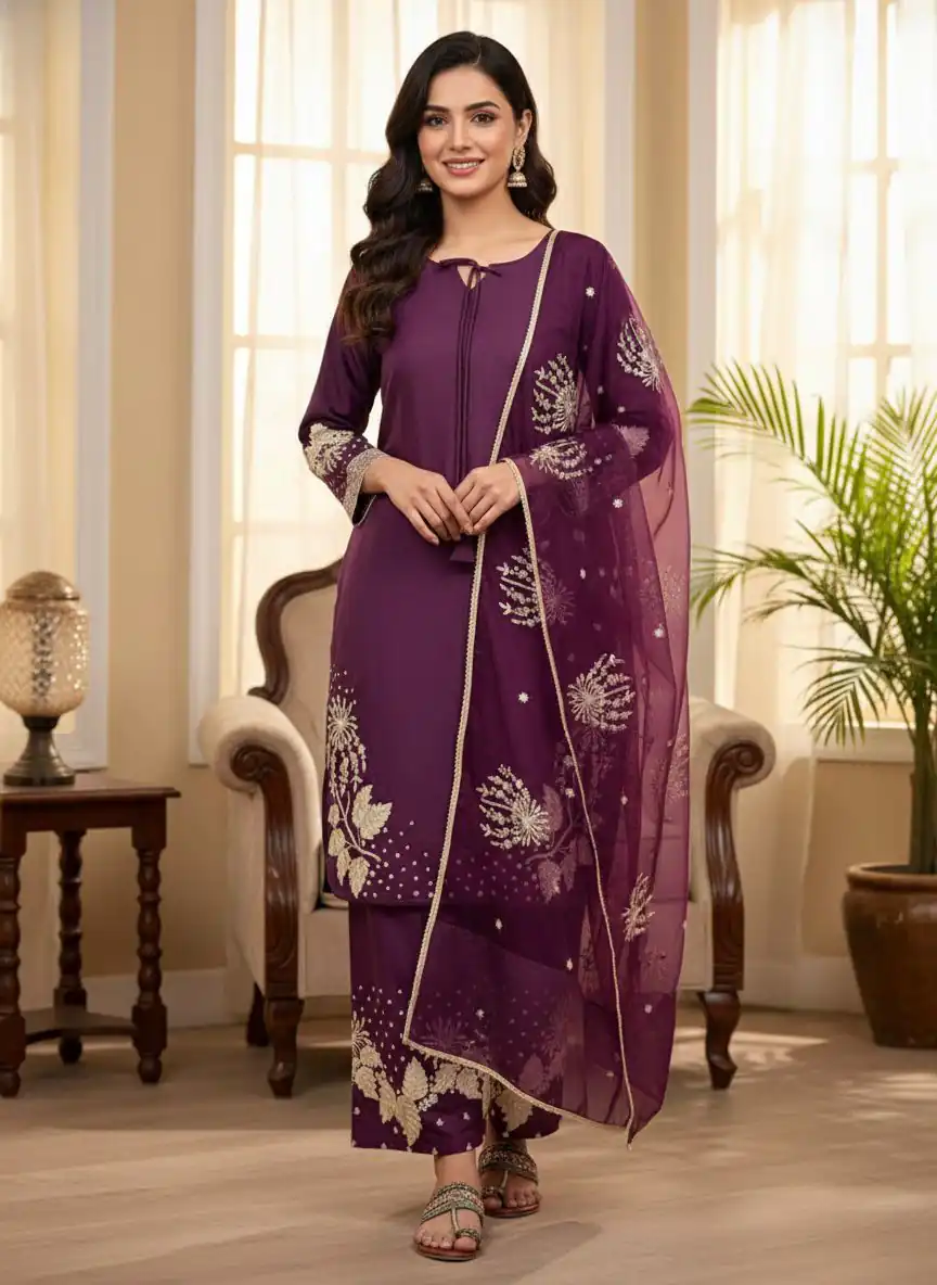 AD 202 Wine in Color Natural Crepe Embroidery Work Salwar Suit . Affordable Price ₹1849. Delivery 4-6 Working Days. Shop now. | Jump Suits, Salwar suit, Designer Suits, Casual Suits, Creative suits, Palazzo Suits, Party Wear Suits, Patiala Suits, Straight Suits