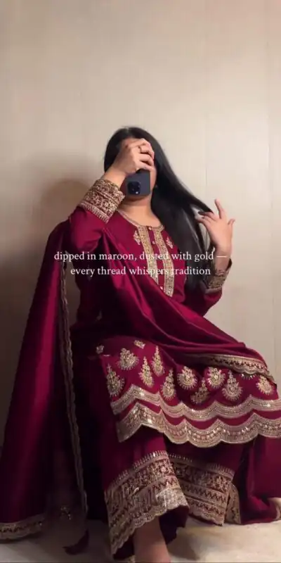 MD 3038 Maroon Color Crep Salwar Suit Brown with Embroidery Work. Exclusive Offer ₹2099. Delivery 4-6 Working Days. Shop now. | Jump Suits, Salwar suit, Designer Suits, Casual Suits, Creative suits, Palazzo Suits, Party Wear Suits, Patiala Suits, Straight Suits
