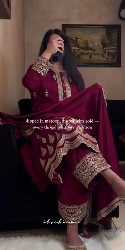 MD 3038 Maroon Color Crep Salwar Suit Brown with Embroidery Work. Exclusive Offer ₹2099. Delivery 4-6 Working Days. Shop now. | Jump Suits, Salwar suit, Designer Suits, Casual Suits, Creative suits, Palazzo Suits, Party Wear Suits, Patiala Suits, Straight Suits