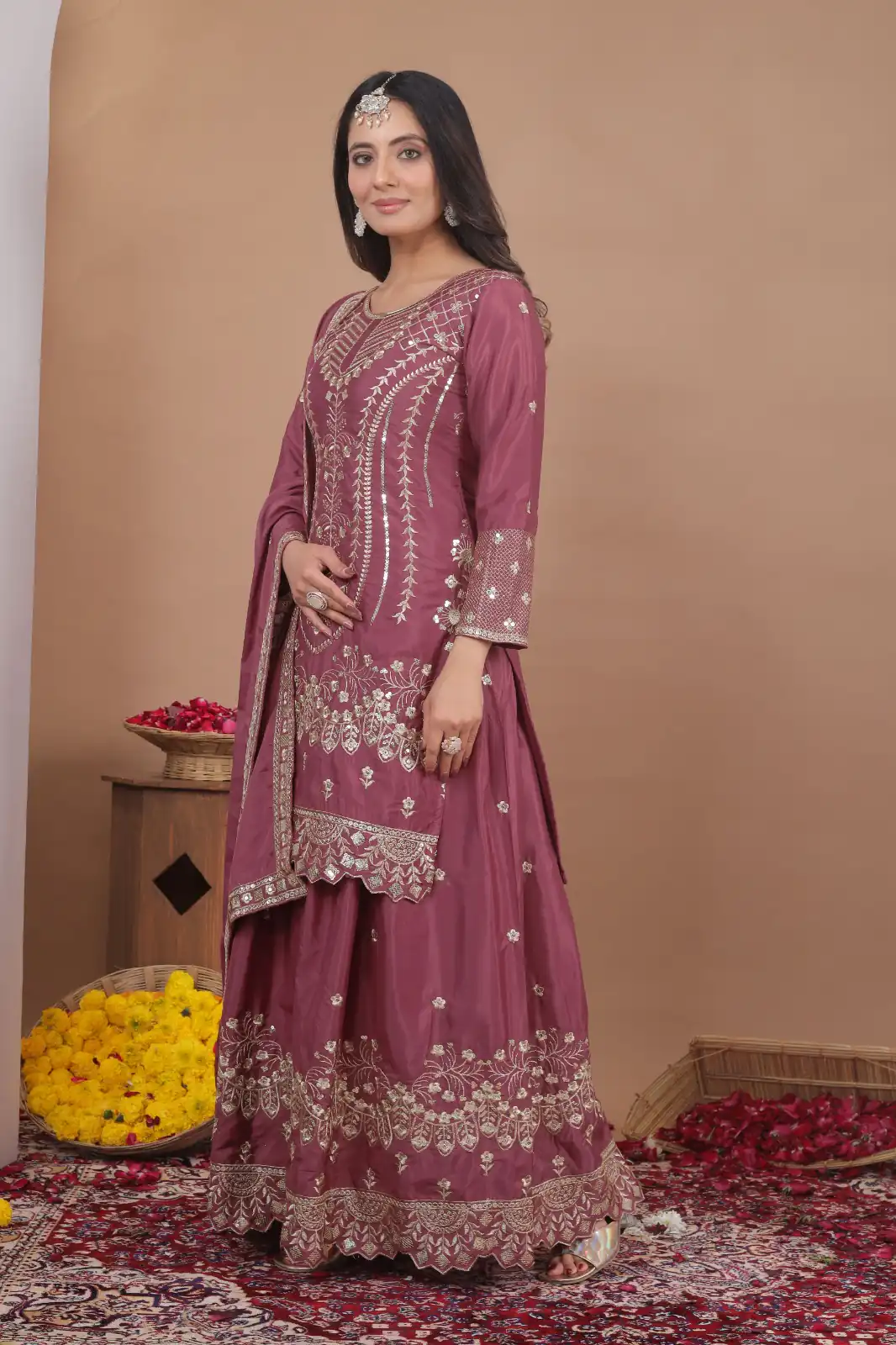 FE 128 Onion Natural Crep Salwar Suit Brown with Embroidery Work. Exclusive Offer ₹2449. Delivery 4-6 Working Days. Shop now. | Jump Suits, Salwar suit, Designer Suits, Casual Suits, Creative suits, Palazzo Suits, Party Wear Suits, Patiala Suits, Straight Suits