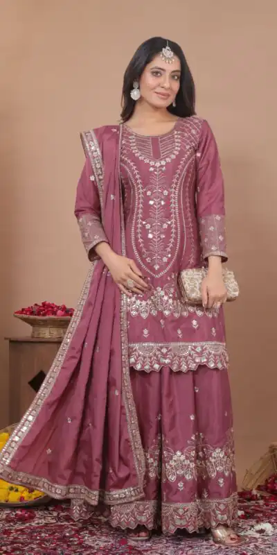 FE 128 Onion Natural Crep Salwar Suit Brown with Embroidery Work. Exclusive Offer ₹2449. Delivery 4-6 Working Days. Shop now. | Jump Suits, Salwar suit, Designer Suits, Casual Suits, Creative suits, Palazzo Suits, Party Wear Suits, Patiala Suits, Straight Suits